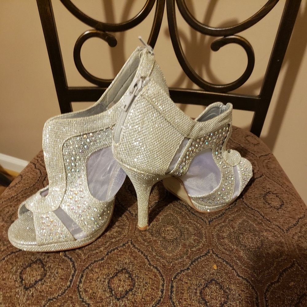 Silver Rhinestone Heels